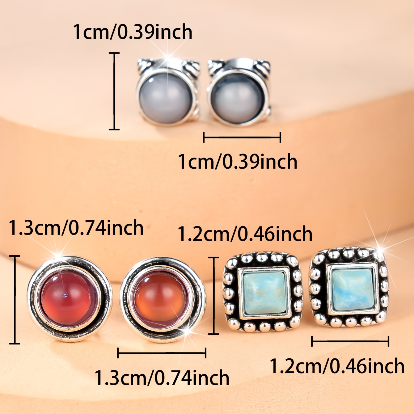6pc Mixed-Color Literary Style Earrings Set for Women